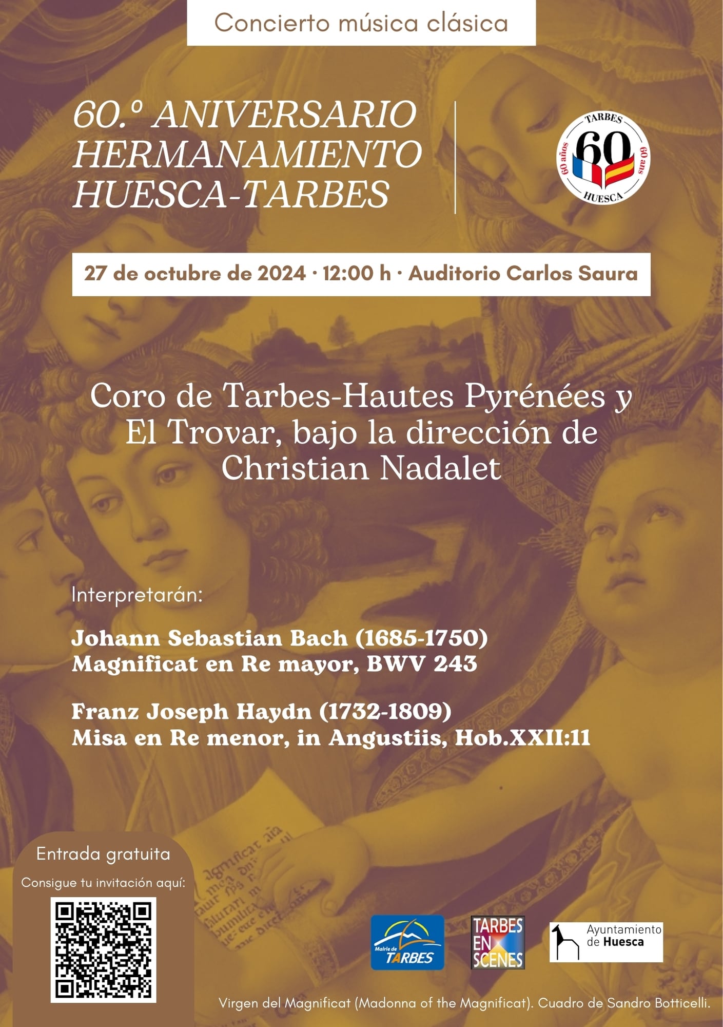 Cartel anunciador del concierto del 60º aniversario del hermanamiento Huesca-Tarbes