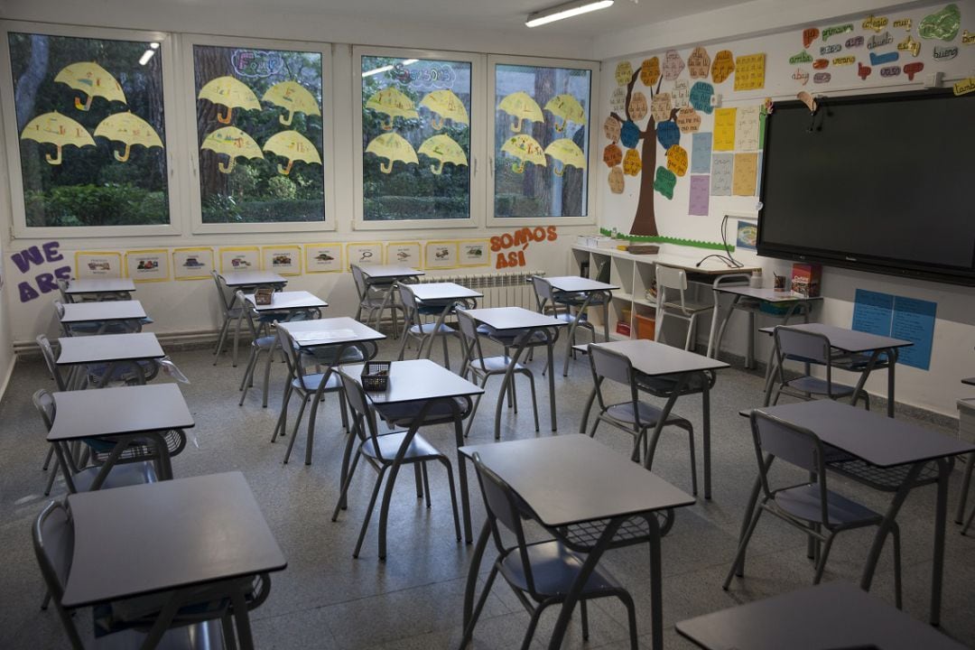 Aula de clase preparada para el tiempo de covid