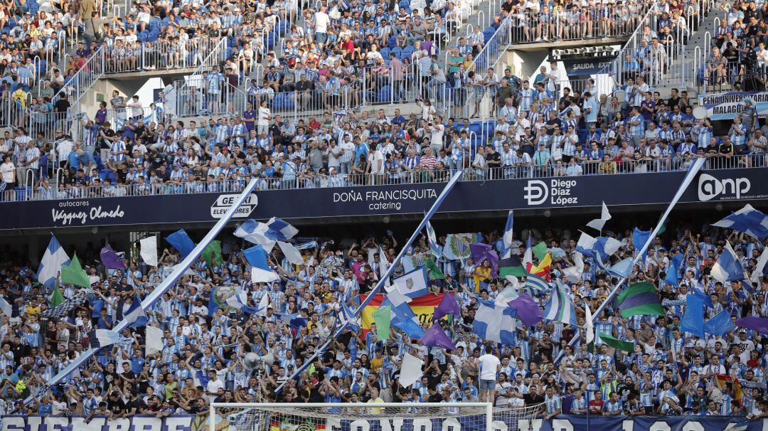 Imagen de una grada de La Rosaleda