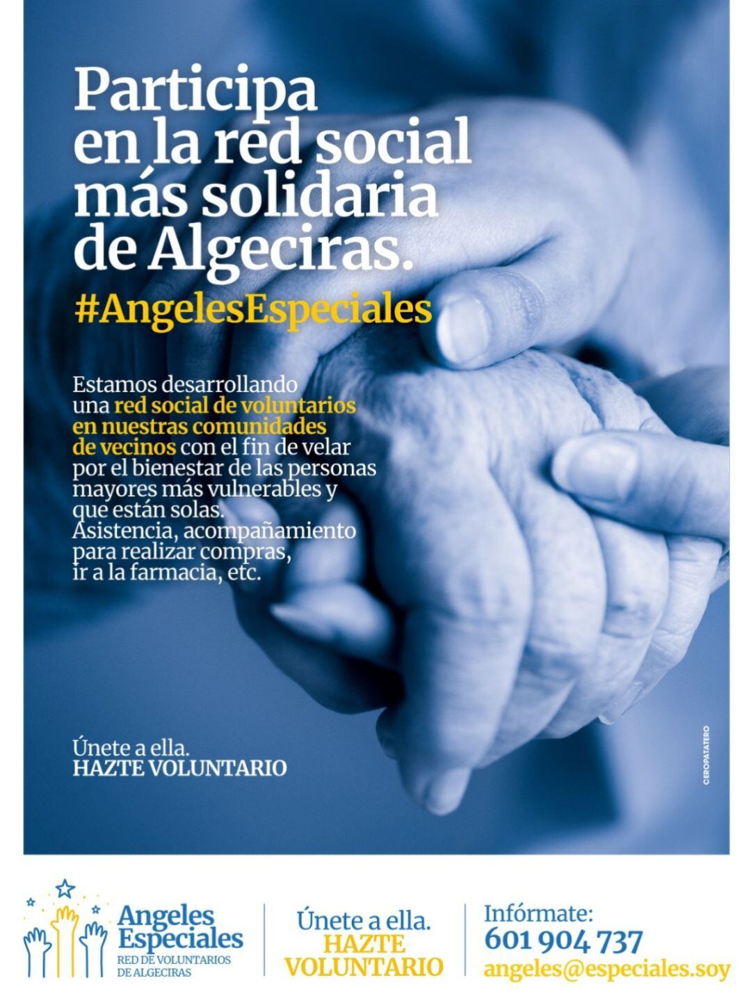 Cartel promocional de la red solidaria Ángeles Especiales.