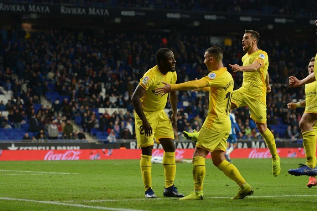 Doumbia celebrant el seu únic gol amb la samarreta del Girona.