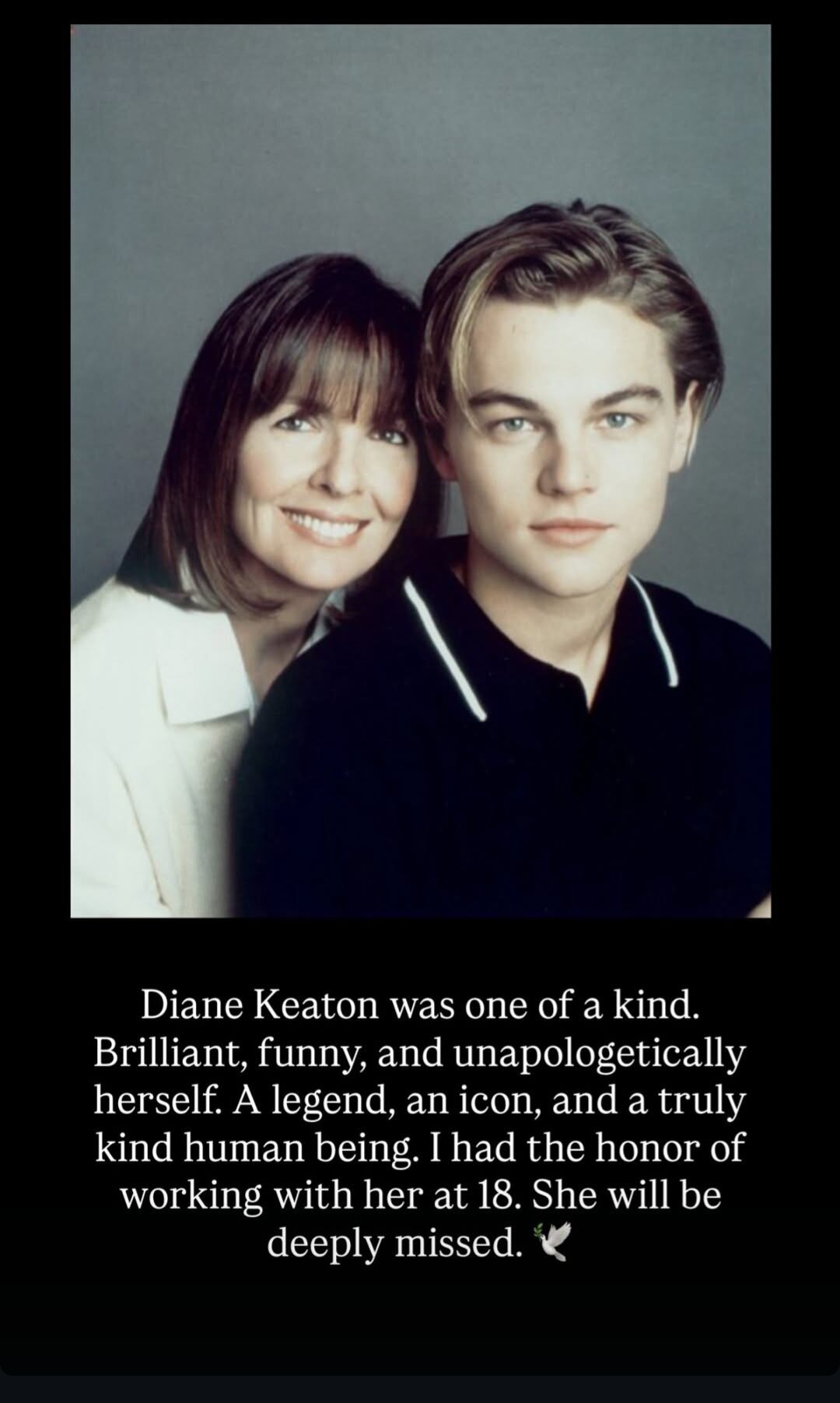 Leonardo DiCaprio se despide de la actriz Diane Keaton