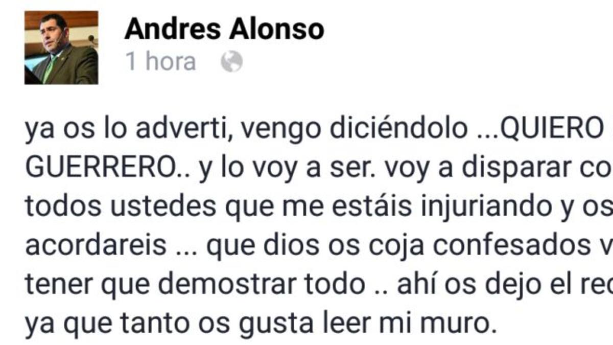 Andrés Alonso: "Si le molesta la palabra disparar, mala suerte"