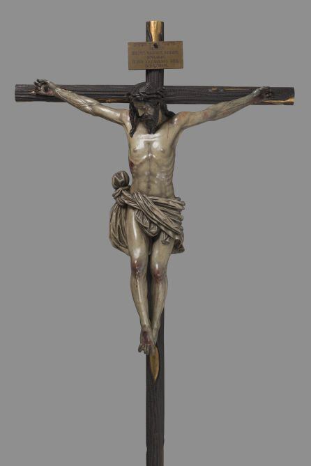 El Cristo del Buen Fin en las dependencias del IAPH tras su restauración