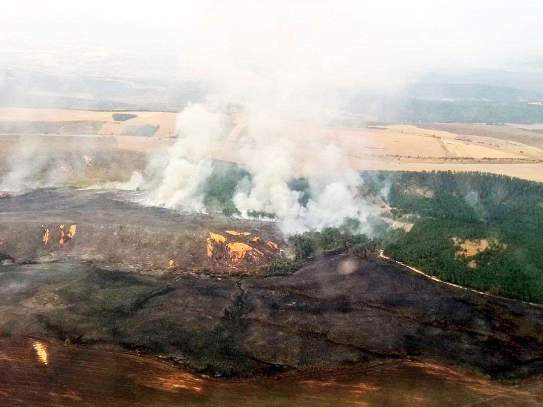 Espacio devastado por el fuego en Tabanera de Valdavia (Palencia)