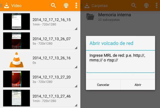 Capturas de pantalla de la aplicación VLC para Android