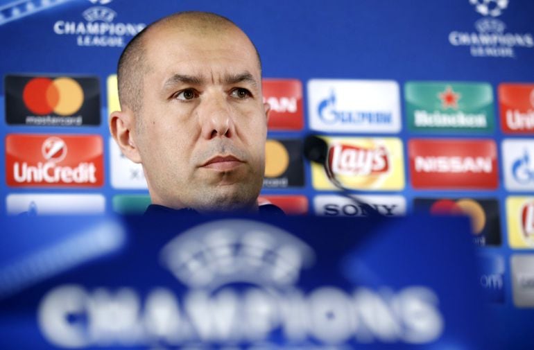 Jardim durante la rueda de prensa de la ida de semifinales de la Champions League