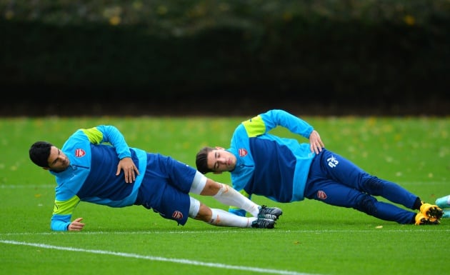 Mikel Arteta y Héctor Bellerín