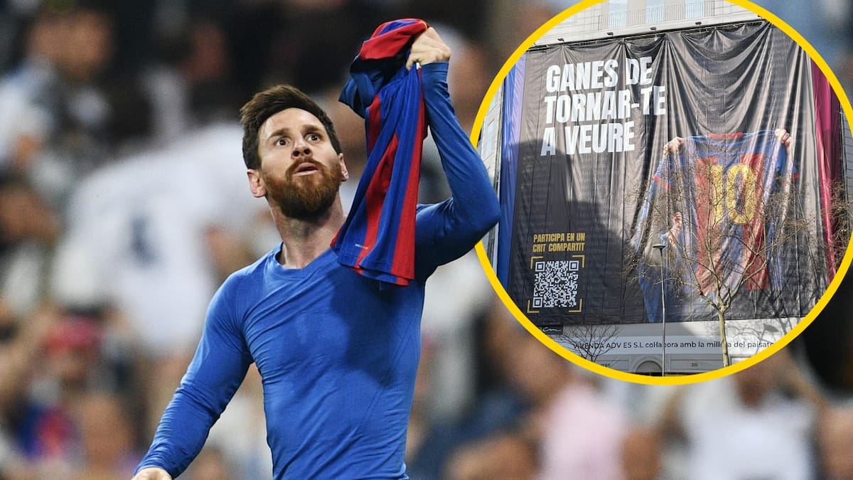 Una lona gigante de Leo Messi da un "golpe en el tablero electoral" en plena carrera por la presidencia del Barça