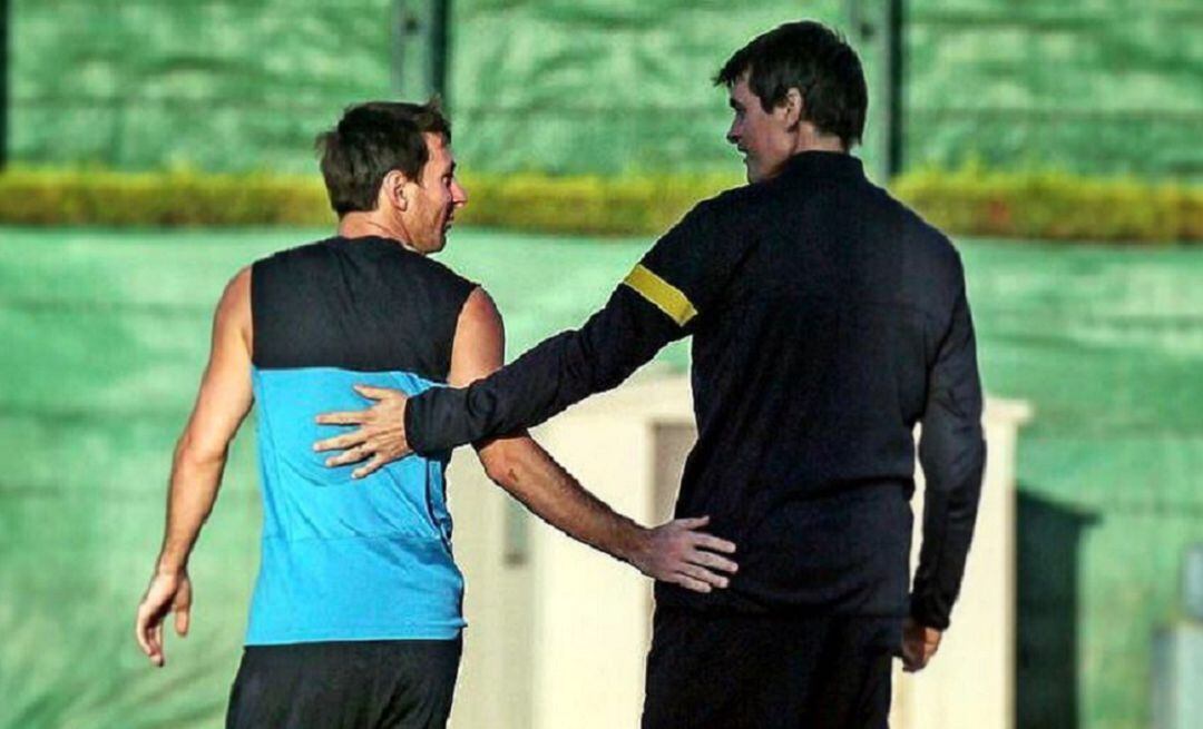 Leo Messi junto a Tito Vilanova.