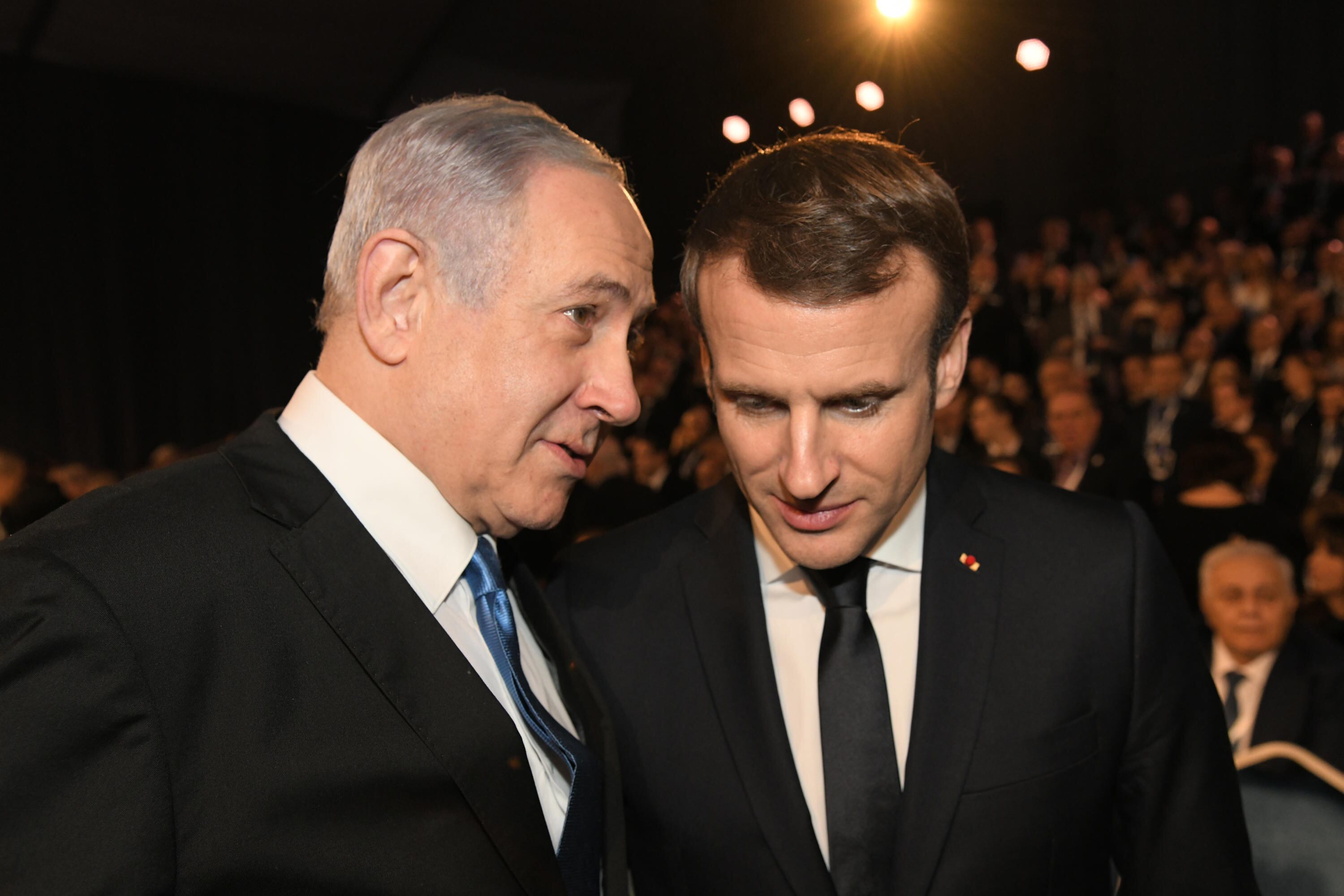 Benjamín Netanyahu y Emmanuel Macron en un acto en Jerusalén el pasado mes de enero