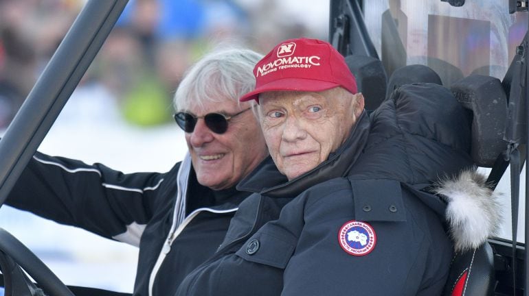 Niki Lauda junto a Berni Ecclestone hace apenas unos días