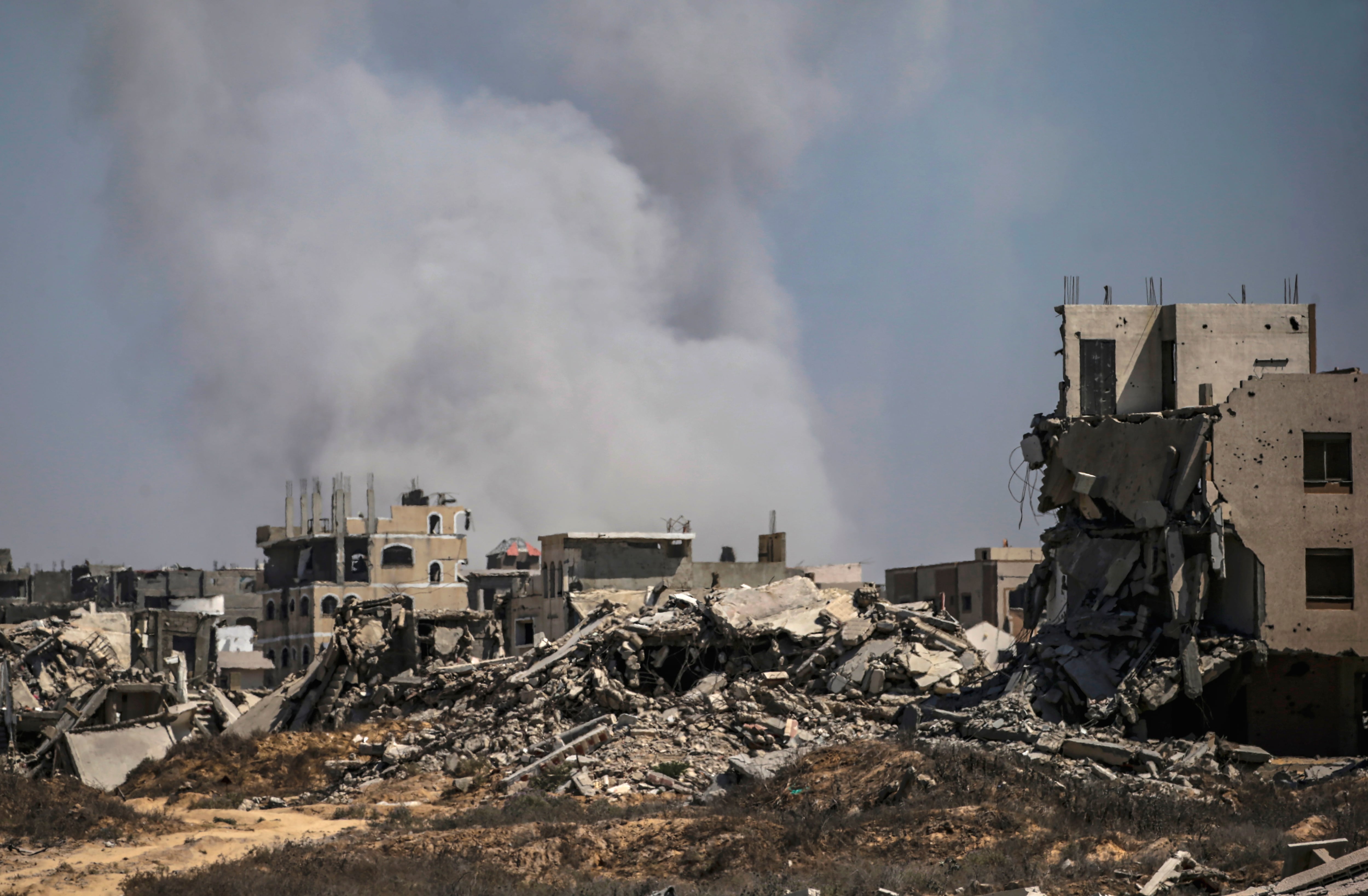 Zona destrozada en Gaza