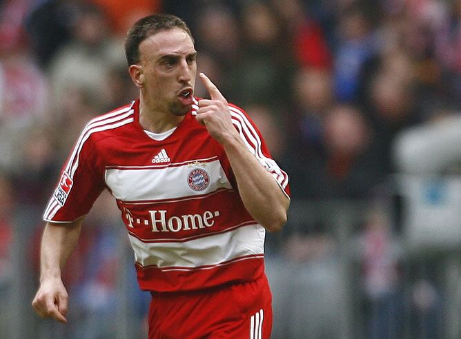 Ribéry celebra un gol con el Bayern