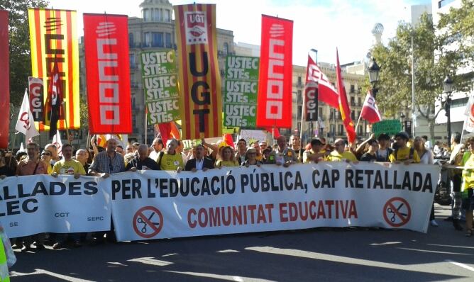 La capçalera de la manifestació de Barcelona