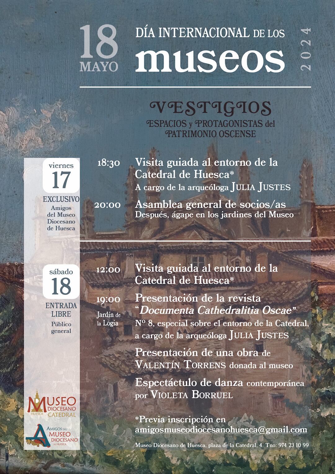 Cartel anunciador del Día Internacional de los Museos. De fondo, el cuadro de Valentín Torrens, donado al Museo