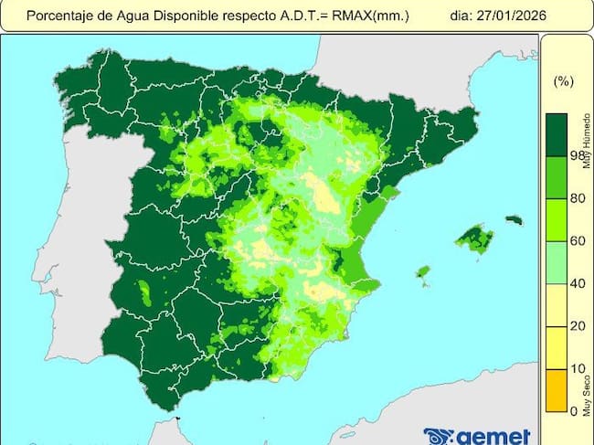 Zonas que han llegado al 100% de saturación del suelo: las que no tragan más agua / AEMET