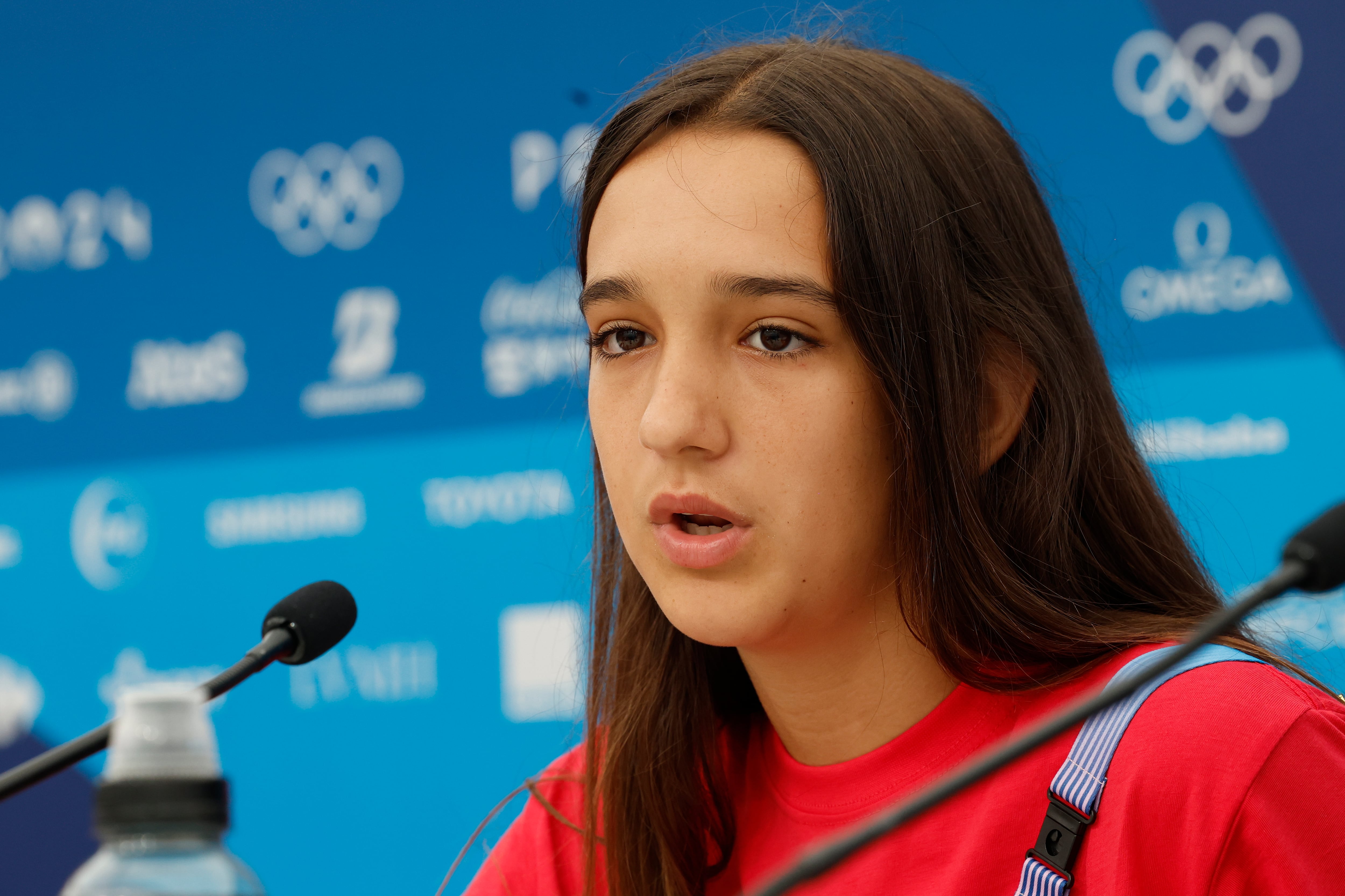 PARÍS, 25/07/2024.- La skater española Natalia Muñoz, durante una rueda de prensa convocada de cara a su participación en los Juegos Olímpicos de París 2024, este jueves, en la capital francesa. EFE/ Chema Moya
