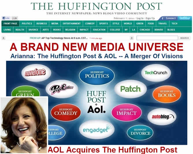 La fundadora de <i>The Huffington Post</i>, Arianna Huffington, se ha referido a la operación como &quot;una fusión de visiones&quot; mediante la que se creará The Huffington Post Media Group que integrará los contenidos de su diario online y AOL