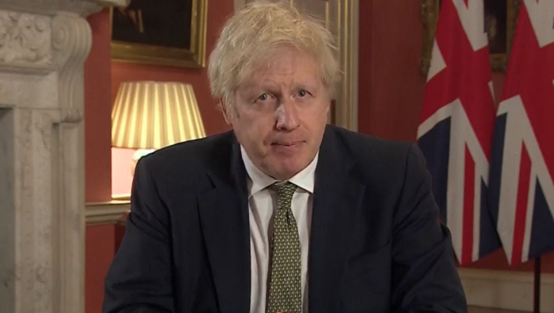 El primer ministro británico, Boris Johnson, durante el discurso a la nación