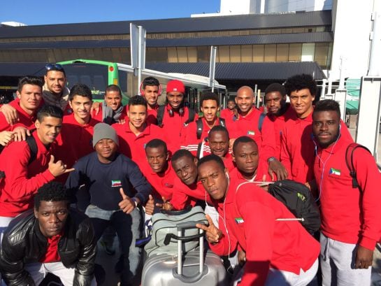 Iván Zarandona y el equipo de Guinea Ecuatorial