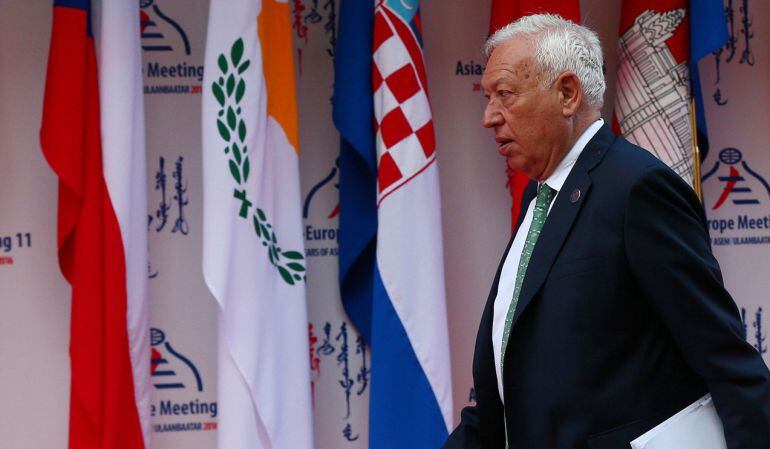 El ministro de Exteriores, José Manuel García Margallo, a su llegada a la cumbre Asia-Europa en Ulan Bator (Mongolia).