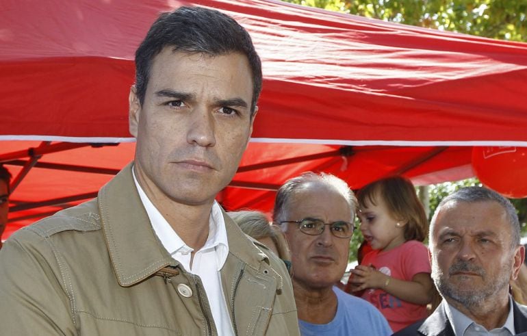 El secretario general del PSOE, Pedro Sánchez, durante un acto de campaña en las elecciones catalanas.  