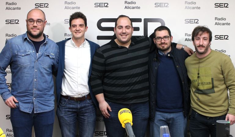 (izq → dcha) Miguel Ángel Bango (PP), Vicente Buades (Ciudadanos), Pedro Ródenas (PSOE), Manu Gonzalez (Guanyar Alacant) y Pedro Pombero (Compromís)