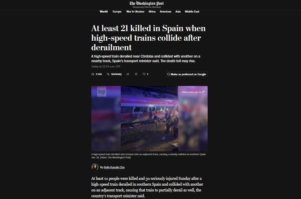 The Washington Post en su portada.