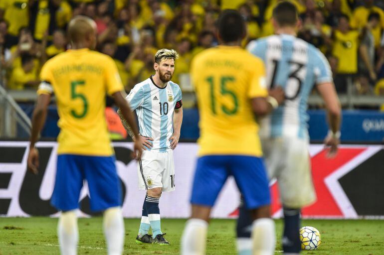 Messi, durante el Brasil-Argentina disputado en Belo Horizonte