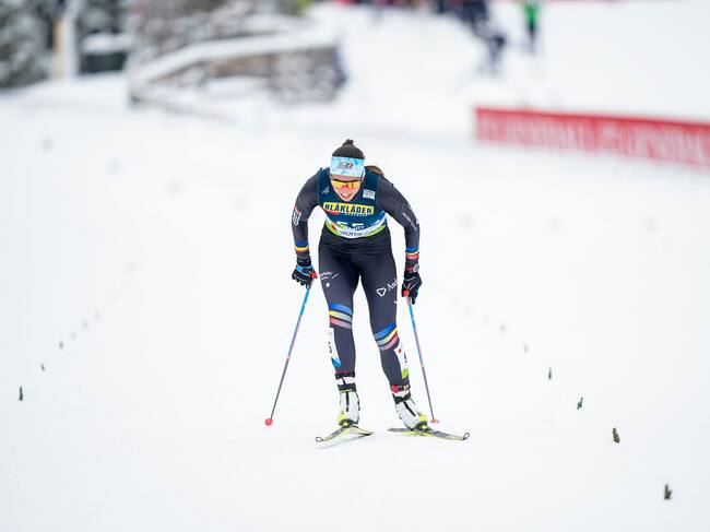 Carola Vila durant una cursa dels Mundials de Planica.