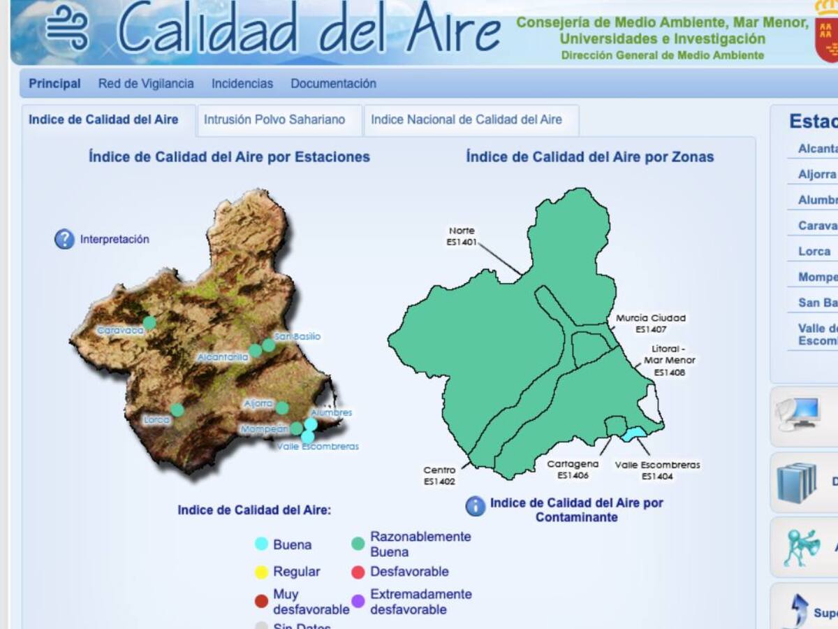 Desactivado el nivel preventivo por partículas en suspensión en El Valle de Escombreras, La Aljorra y Mompeán