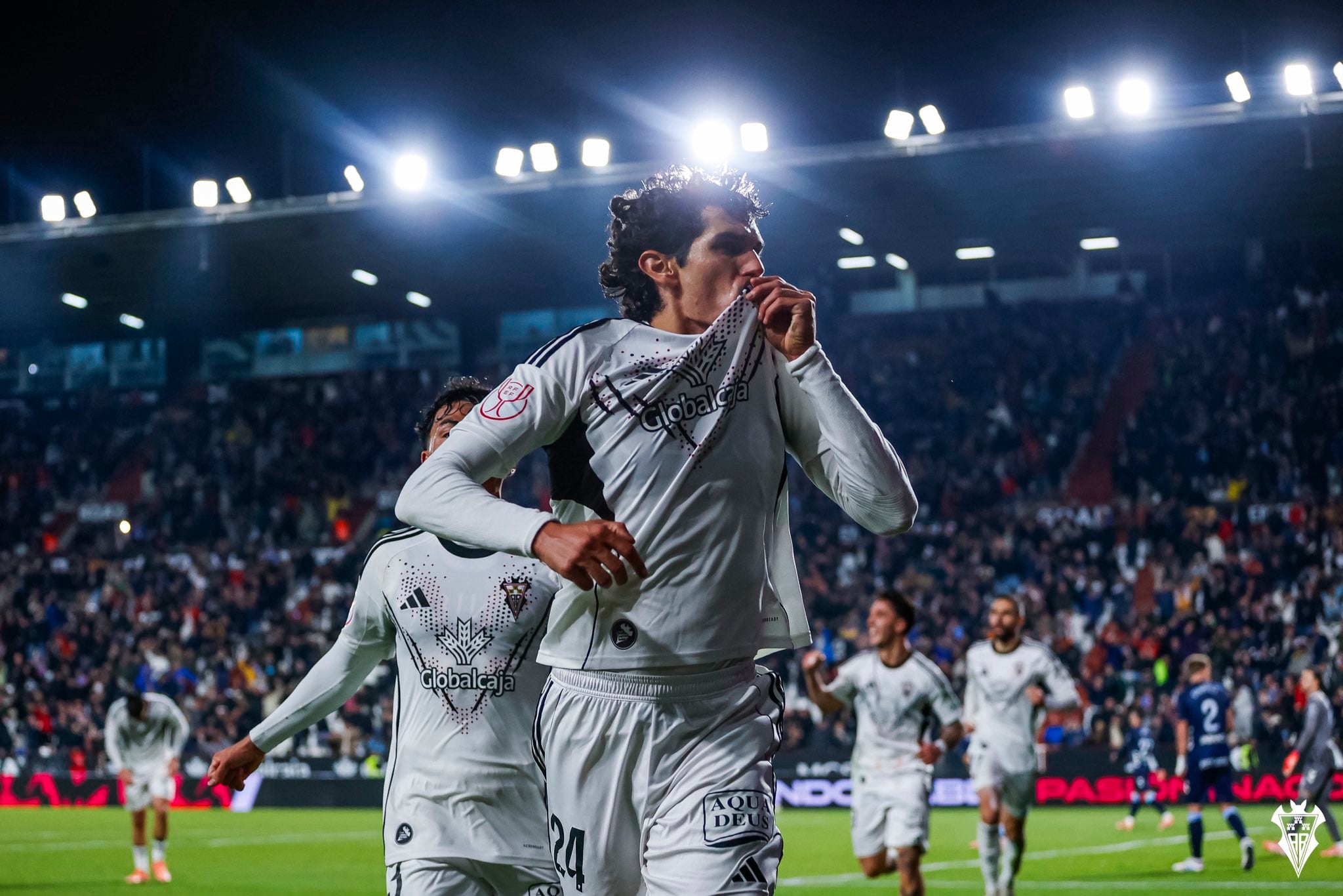 Jesús Vallejo celebrando un gol en Copa del Rey / Albacete Balompié