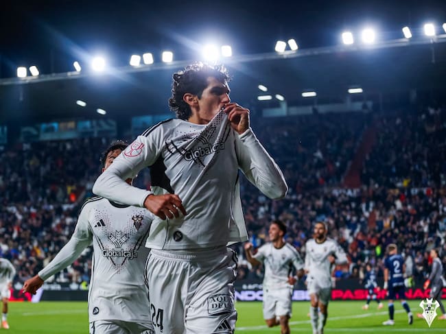 Jesús Vallejo celebrando un gol en Copa del Rey / Albacete Balompié