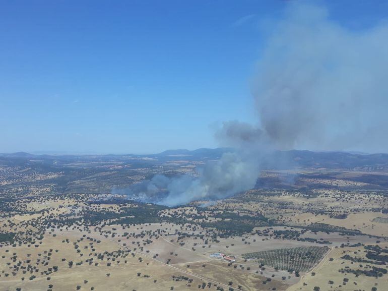 Imagen aérea del lugar del incendio en Los Blázquez