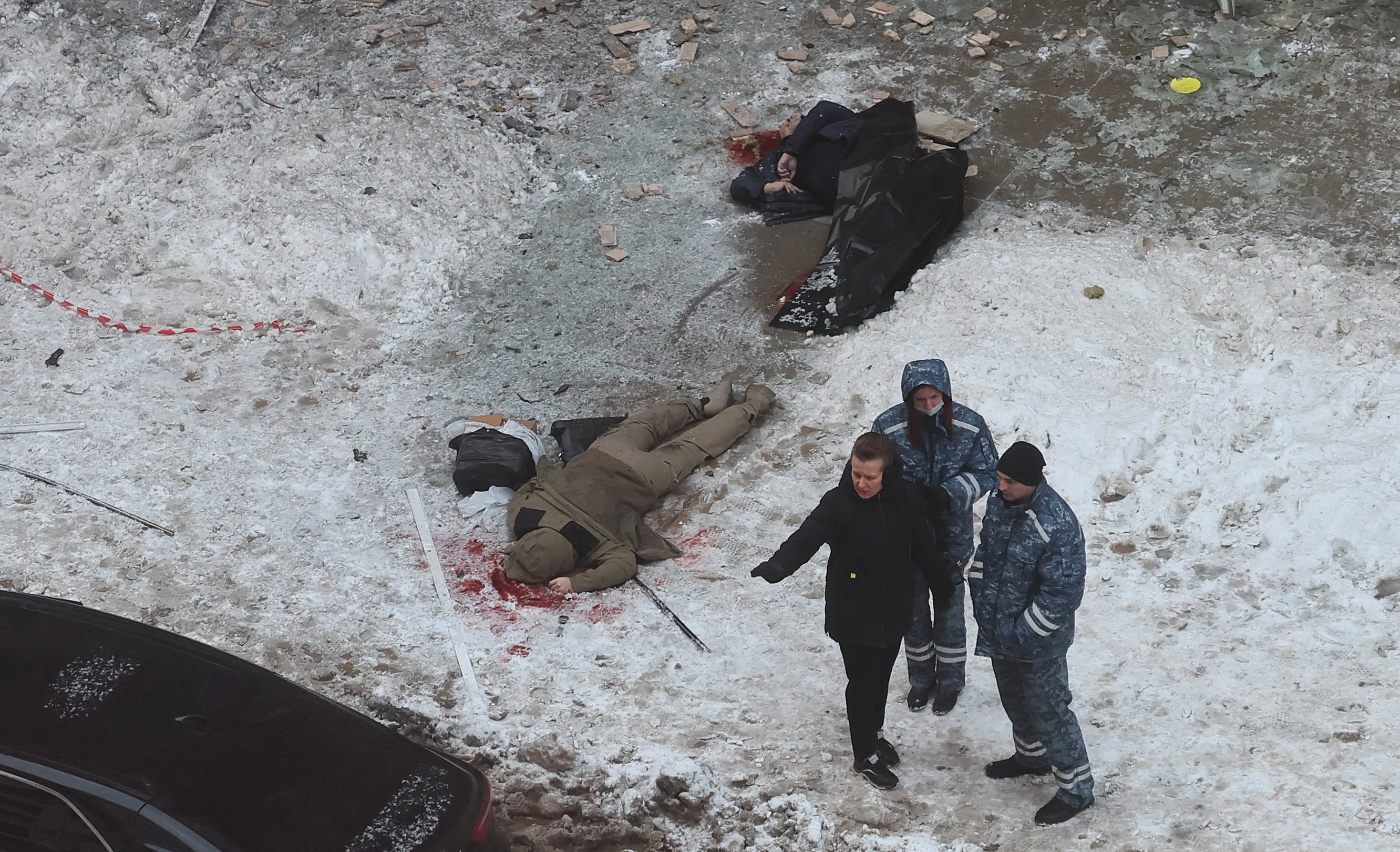 Lugar del atentado que ha costado la vida en Moscú al jefe de las tropas de Defensa Radiológica, Química y Biológica de las Fuerzas Armadas de Rusia, el teniente general Igor Kirilov, así como a uno de sus asistentes.