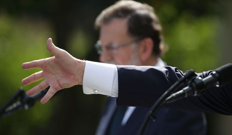 Imagen de Mariano Rajoy durante una conferencia de prensa con Donald Trump