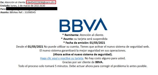 Así es el correo en cuestión.