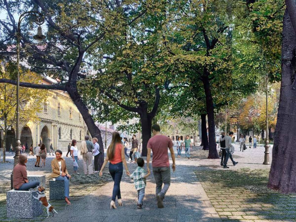 El proyecto ganador para el Paseo de Sarasate de Pamplona plantea una plataforma única y conservará la totalidad del arbolado