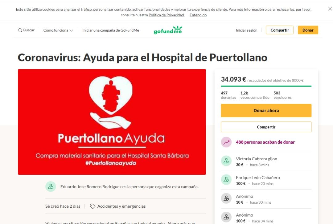 Campaña iniciada en gofundme