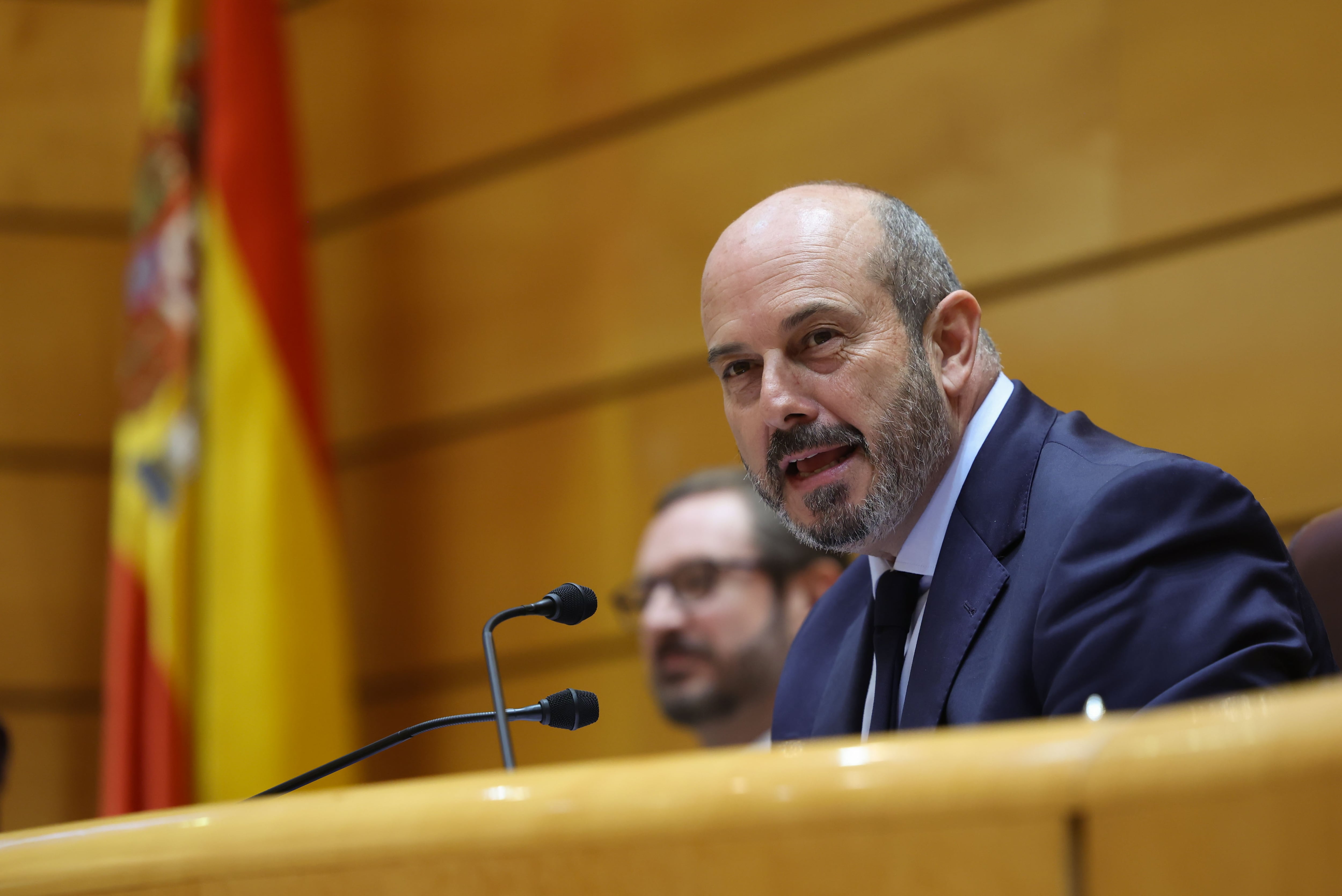 El presidente del Senado, Pedro Rollán, durante la sesión de control al Gobierno celebrada este martes en el Senado