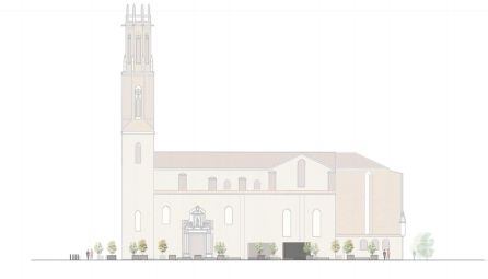 Las vistas a la iglesia de San Agustín será preservada gracias a árboles no muy frondosos y bancos que permitirán sentarse a contemplar el edificio.