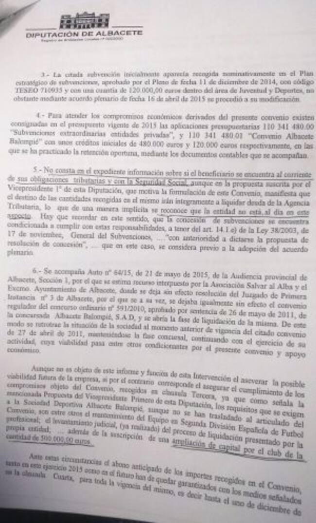 Informe del interventor el pasado mes de junio