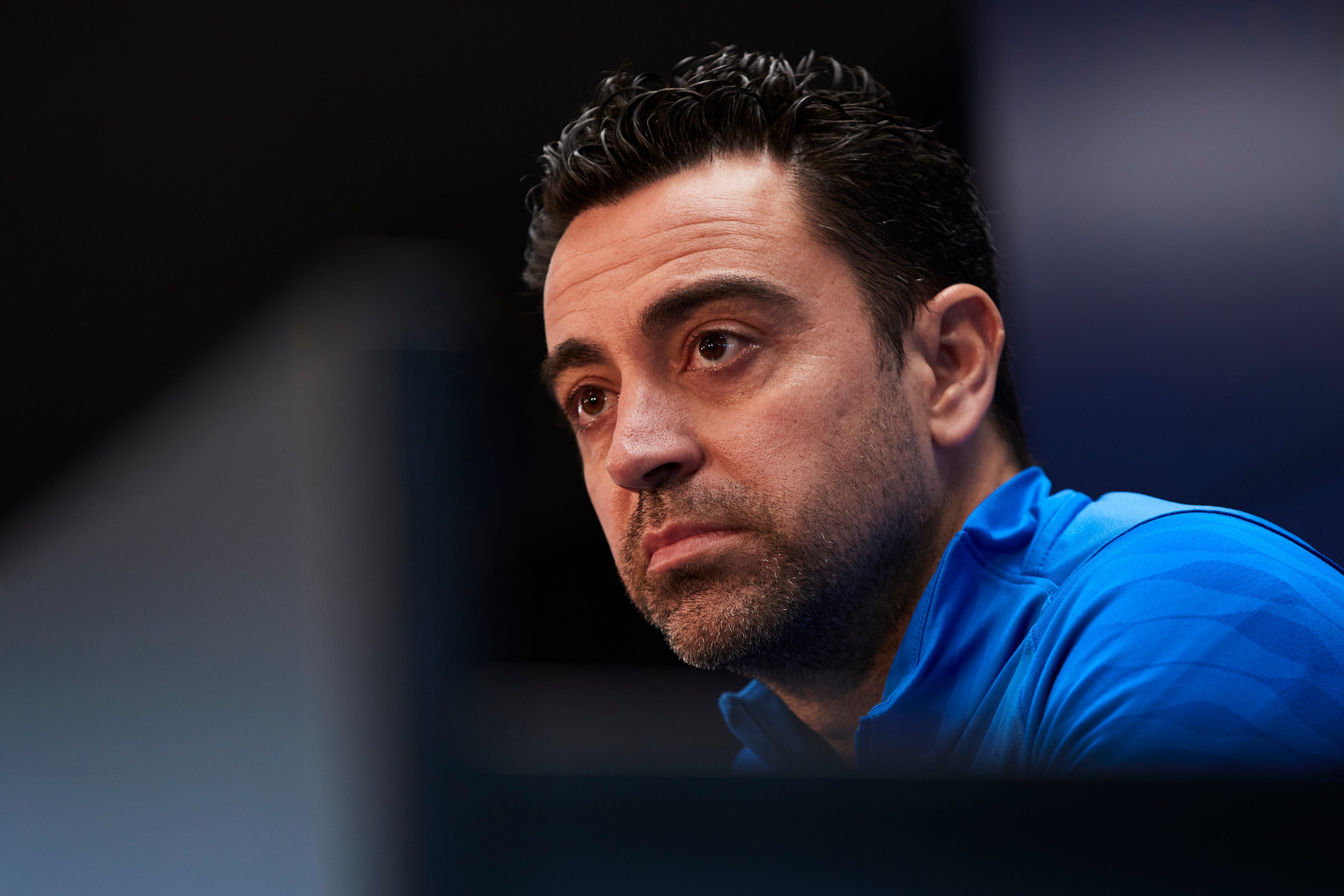 Xavi Hernández, durante una rueda de prensa