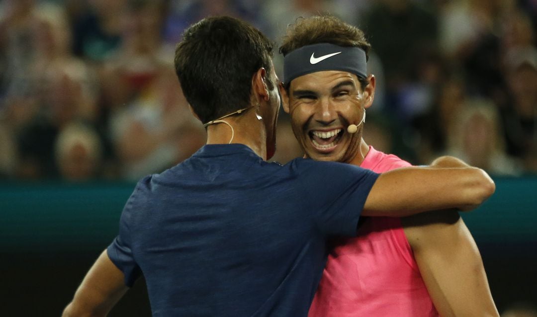 Djokovic y Nadal en el partido benéfico