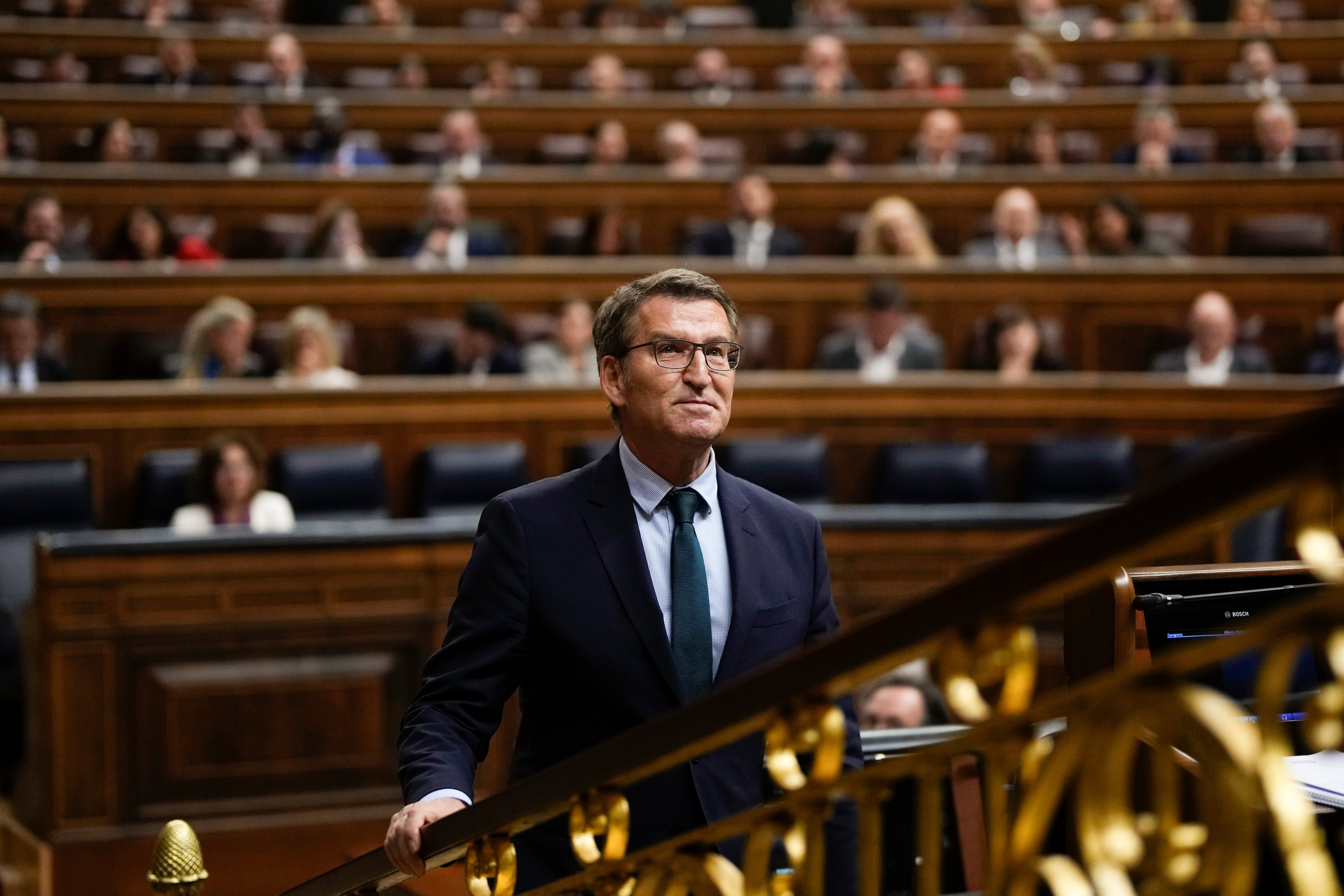 El líder del PP, Alberto Núñez Feijóo, en el pleno extraordinario del Congreso de los Diputados.