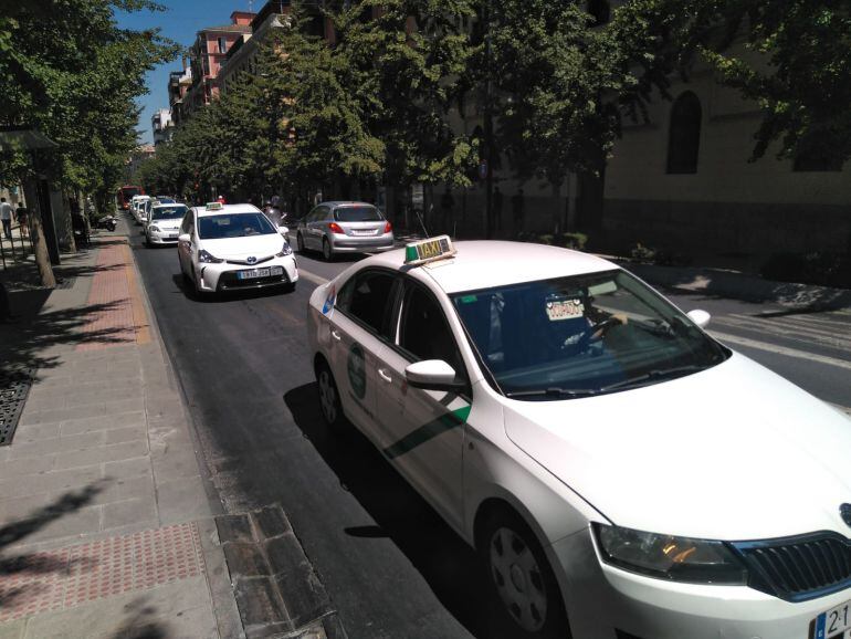 Taxistas de Granada en la protesta del 30 de julio