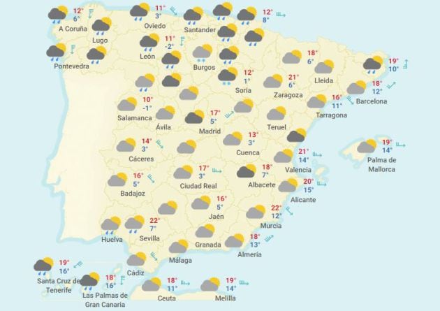 Mapa previsto para el lunes 30 de abril.