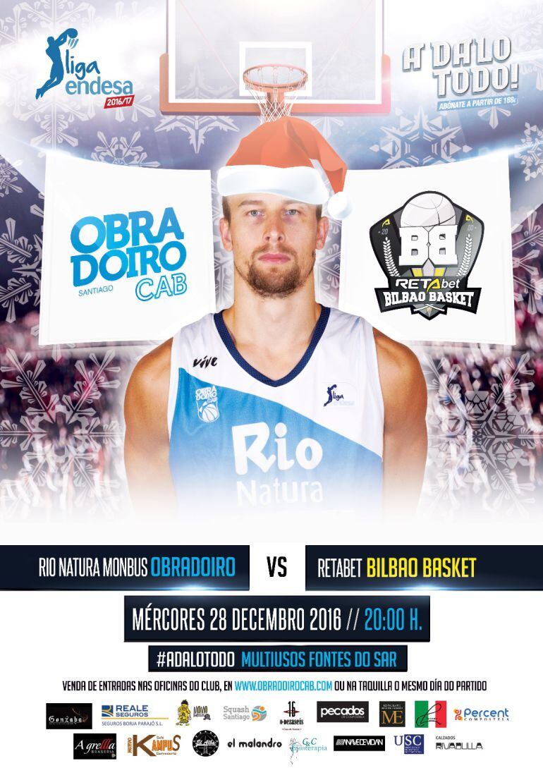 Deividas Dulkys es el protagonista del cartel promocional del partido entre el Obradoiro y el Bilbao