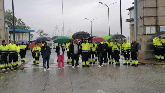 Concentración de trabajadores de Eulen en Navantia Ferrol este lunes